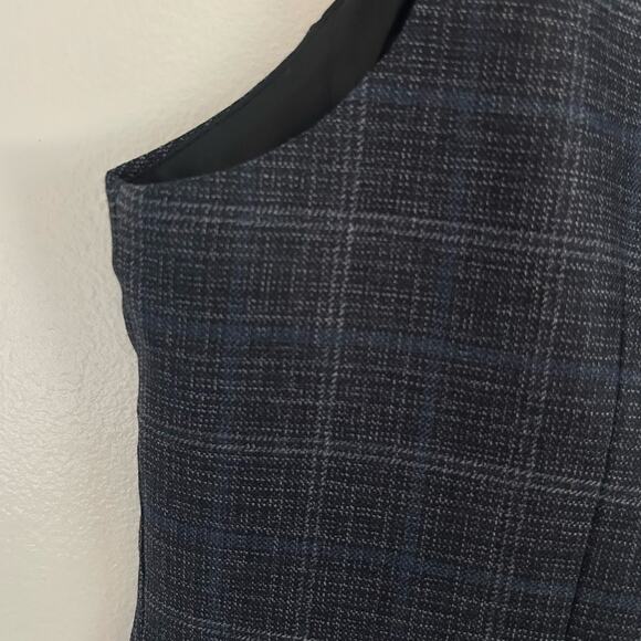 REISS Men's Monroe Modern Fit Check Vest Button Front Navy Blue 36 - Picture 2 of 10